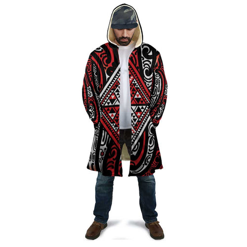 New Zealand Maori Taniko Cloak Red Kowhaiwhai Puhoro - Aussie Hoodie
