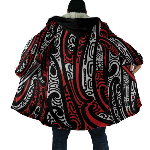 New Zealand Maori Taniko Cloak Red Kowhaiwhai Puhoro - Aussie Hoodie
