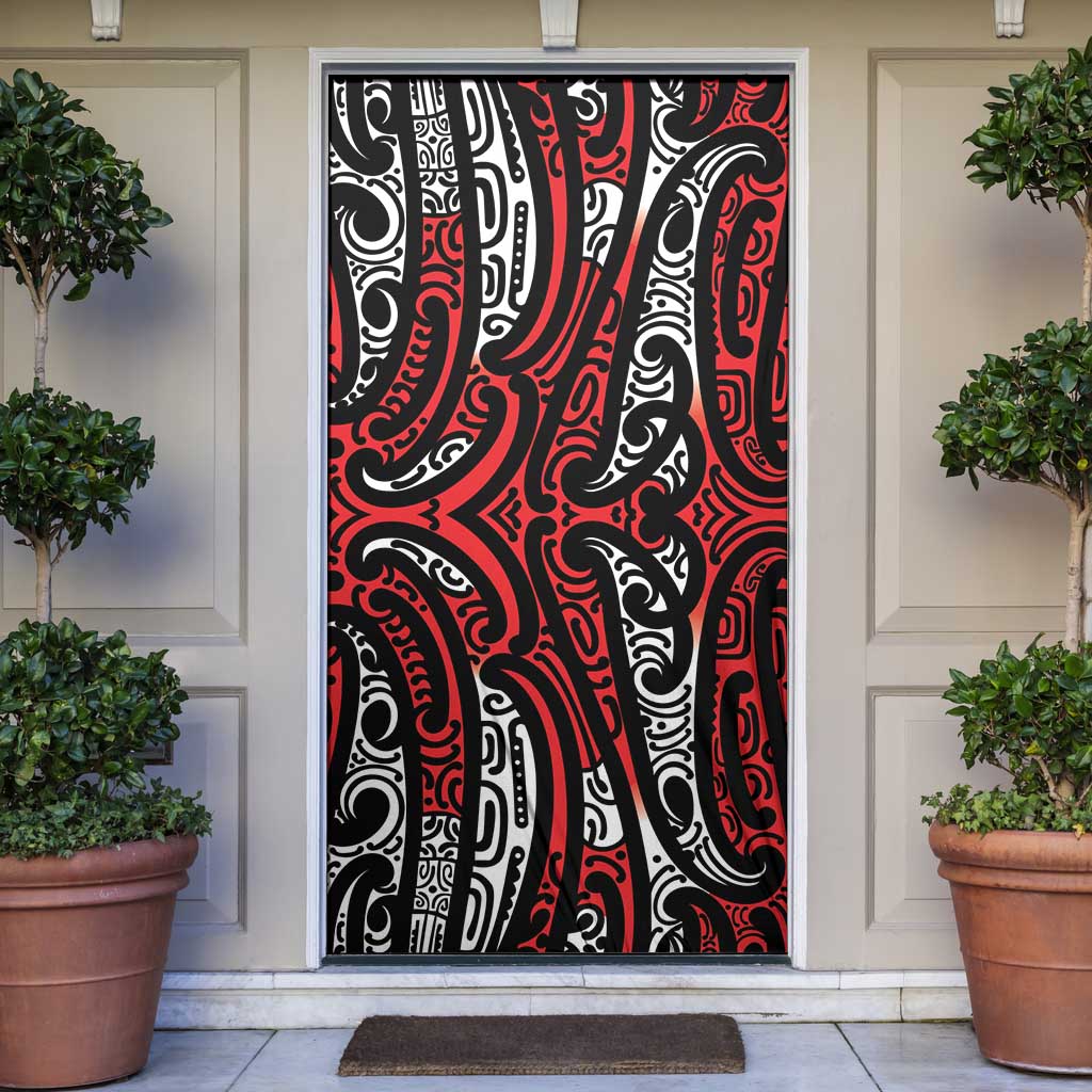 New Zealand Maori Taniko Door Cover Red Kowhaiwhai Puhoro - Aussie Hoodie