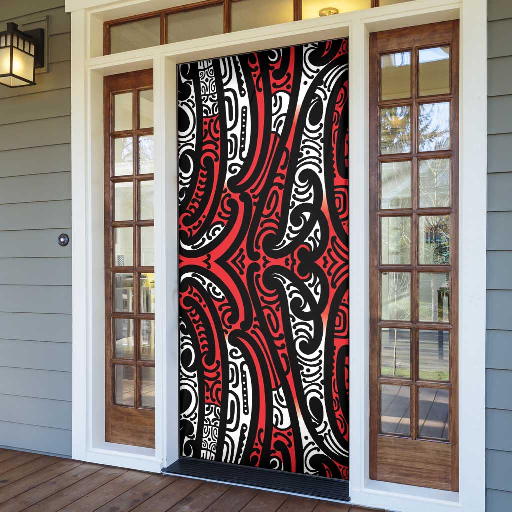 New Zealand Maori Taniko Door Cover Red Kowhaiwhai Puhoro - Aussie Hoodie