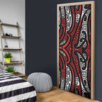 New Zealand Maori Taniko Door Cover Red Kowhaiwhai Puhoro - Aussie Hoodie