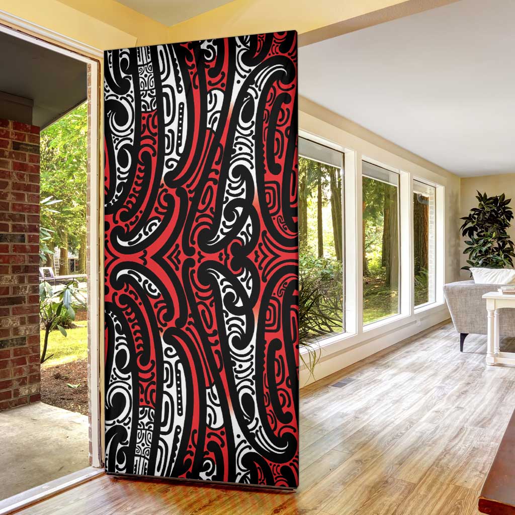 New Zealand Maori Taniko Door Cover Red Kowhaiwhai Puhoro - Aussie Hoodie