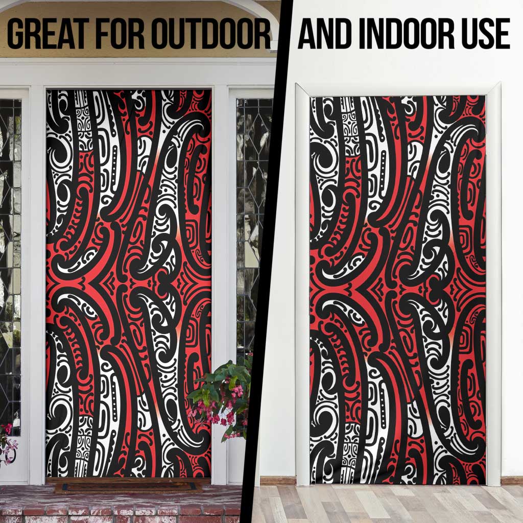 New Zealand Maori Taniko Door Cover Red Kowhaiwhai Puhoro - Aussie Hoodie