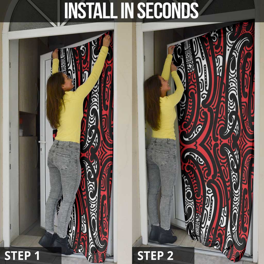 New Zealand Maori Taniko Door Cover Red Kowhaiwhai Puhoro - Aussie Hoodie