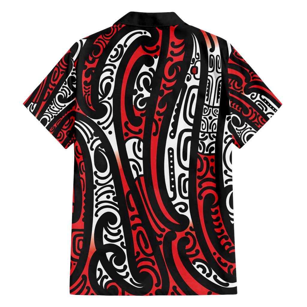 New Zealand Maori Taniko Family Matching Off Shoulder Maxi Dress and Hawaiian Shirt Red Kowhaiwhai Puhoro