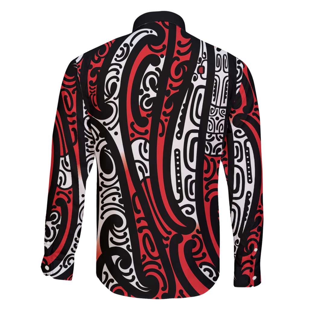 New Zealand Maori Taniko Family Matching Off Shoulder Short Dress and Hawaiian Shirt Red Kowhaiwhai Puhoro