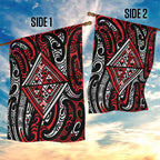 New Zealand Maori Taniko Garden Flag Red Kowhaiwhai Puhoro
