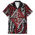 New Zealand Maori Taniko Hawaiian Shirt Red Kowhaiwhai Puhoro