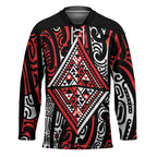 New Zealand Maori Taniko Hockey Jersey Red Kowhaiwhai Puhoro - Aussie Hoodie