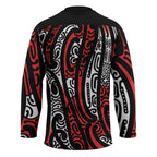 New Zealand Maori Taniko Hockey Jersey Red Kowhaiwhai Puhoro - Aussie Hoodie