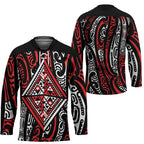 New Zealand Maori Taniko Hockey Jersey Red Kowhaiwhai Puhoro - Aussie Hoodie