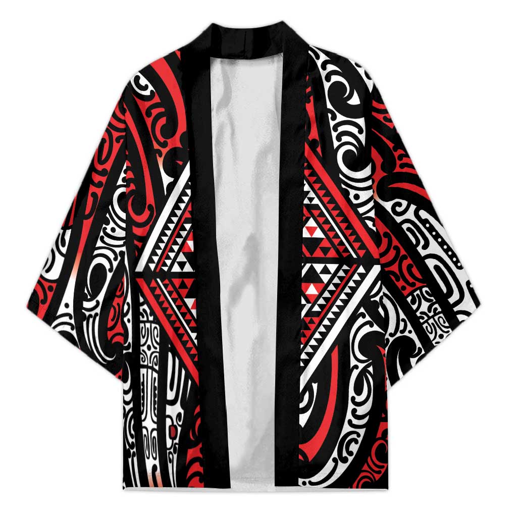 New Zealand Maori Taniko Kimono Red Kowhaiwhai Puhoro - Aussie Hoodie