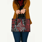 New Zealand Maori Taniko Leather Bag Red Kowhaiwhai Puhoro - Aussie Hoodie