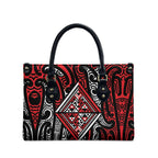 New Zealand Maori Taniko Leather Bag Red Kowhaiwhai Puhoro - Aussie Hoodie