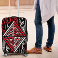 New Zealand Maori Taniko Luggage Cover Red Kowhaiwhai Puhoro
