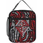 New Zealand Maori Taniko Lunch Bag Red Kowhaiwhai Puhoro