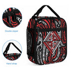 New Zealand Maori Taniko Lunch Bag Red Kowhaiwhai Puhoro