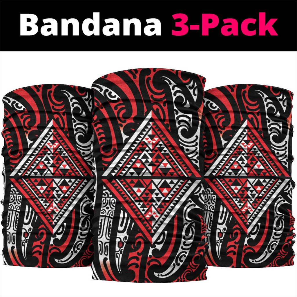 New Zealand Maori Taniko Neck Gaiter Red Kowhaiwhai Puhoro - Aussie Hoodie