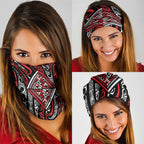 New Zealand Maori Taniko Neck Gaiter Red Kowhaiwhai Puhoro - Aussie Hoodie