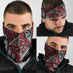 New Zealand Maori Taniko Neck Gaiter Red Kowhaiwhai Puhoro - Aussie Hoodie