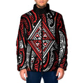 New Zealand Maori Taniko Padded Jacket Red Kowhaiwhai Puhoro - Aussie Hoodie
