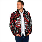 New Zealand Maori Taniko Padded Jacket Red Kowhaiwhai Puhoro - Aussie Hoodie