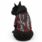 New Zealand Maori Taniko Pet Hoodie Red Kowhaiwhai Puhoro