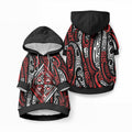 New Zealand Maori Taniko Pet Hoodie Red Kowhaiwhai Puhoro