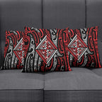 New Zealand Maori Taniko Pillow Cover Red Kowhaiwhai Puhoro - Aussie Hoodie