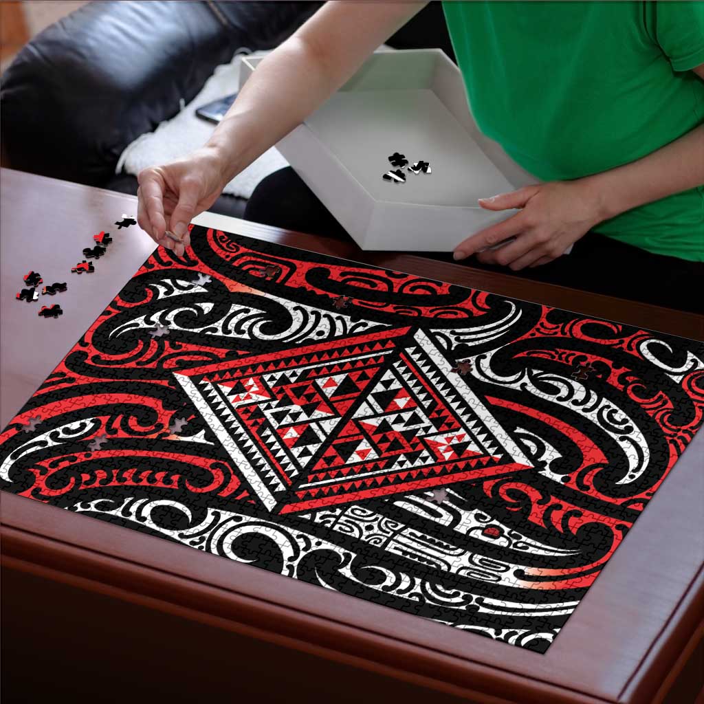 New Zealand Maori Taniko Puzzle Red Kowhaiwhai Puhoro - Aussie Hoodie