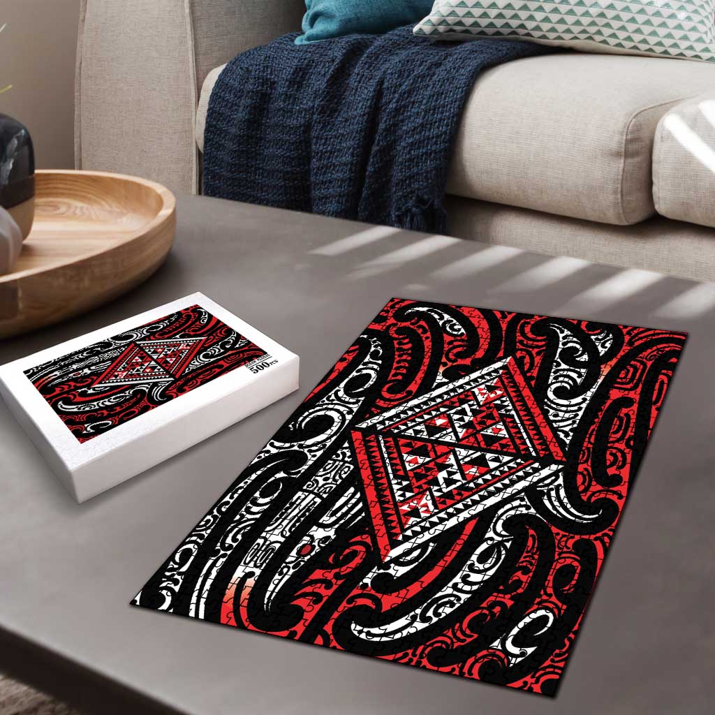 New Zealand Maori Taniko Puzzle Red Kowhaiwhai Puhoro - Aussie Hoodie