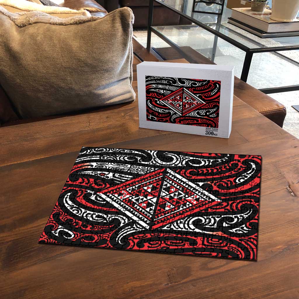 New Zealand Maori Taniko Puzzle Red Kowhaiwhai Puhoro - Aussie Hoodie