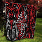 New Zealand Maori Taniko Quilt Red Kowhaiwhai Puhoro