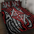 New Zealand Maori Taniko Quilt Bed Set Red Kowhaiwhai Puhoro