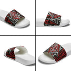 New Zealand Maori Taniko Slide Sandals Red Kowhaiwhai Puhoro - Aussie Hoodie