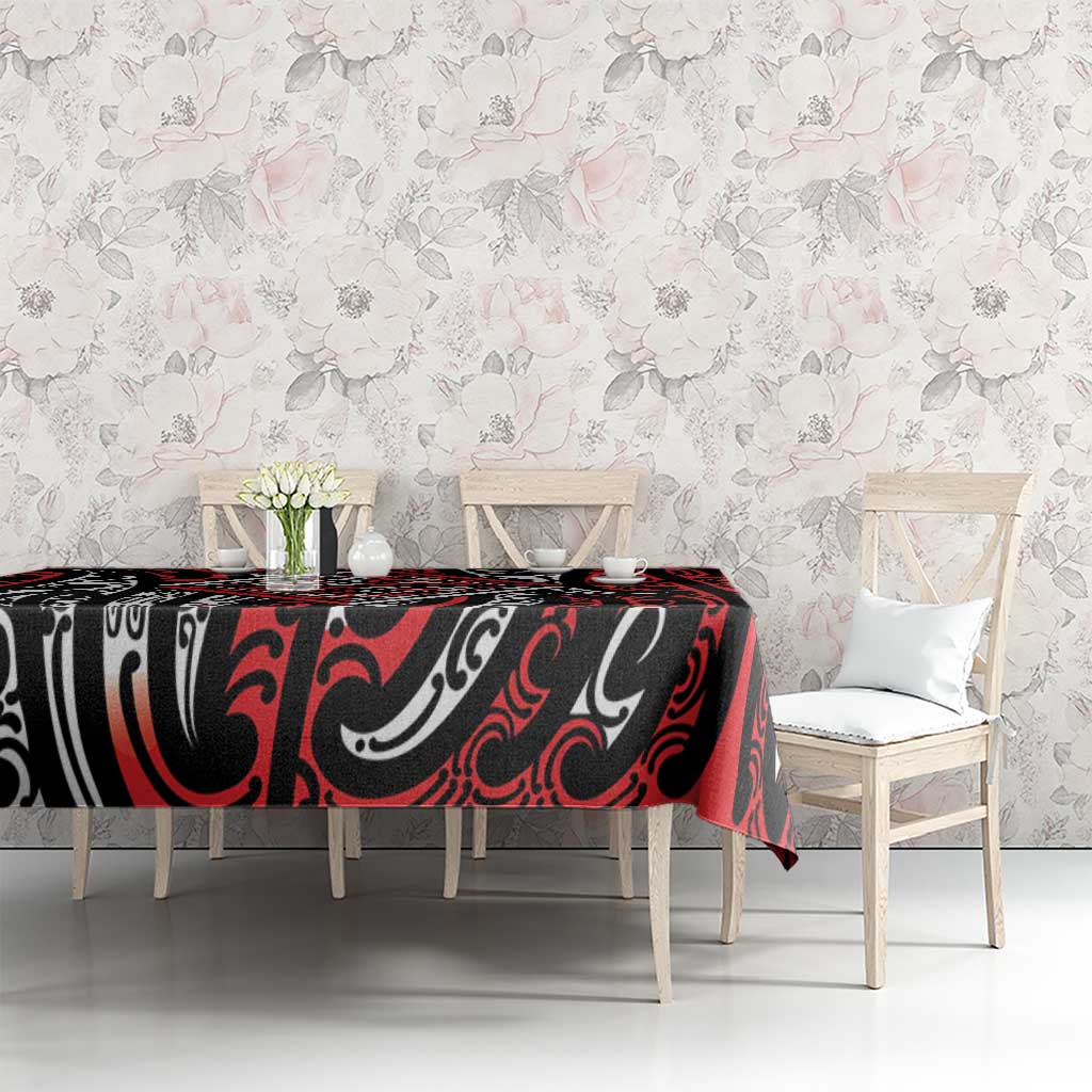 New Zealand Maori Taniko Tablecloth Red Kowhaiwhai Puhoro