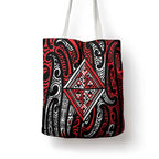 New Zealand Maori Taniko Tote Bag Red Kowhaiwhai Puhoro - Aussie Hoodie