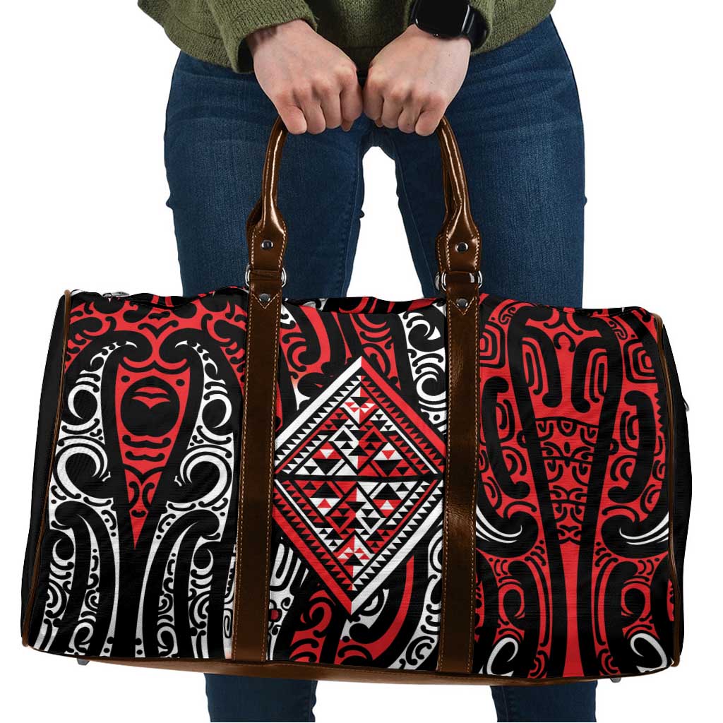 New Zealand Maori Taniko Travel Bag Red Kowhaiwhai Puhoro - Aussie Hoodie