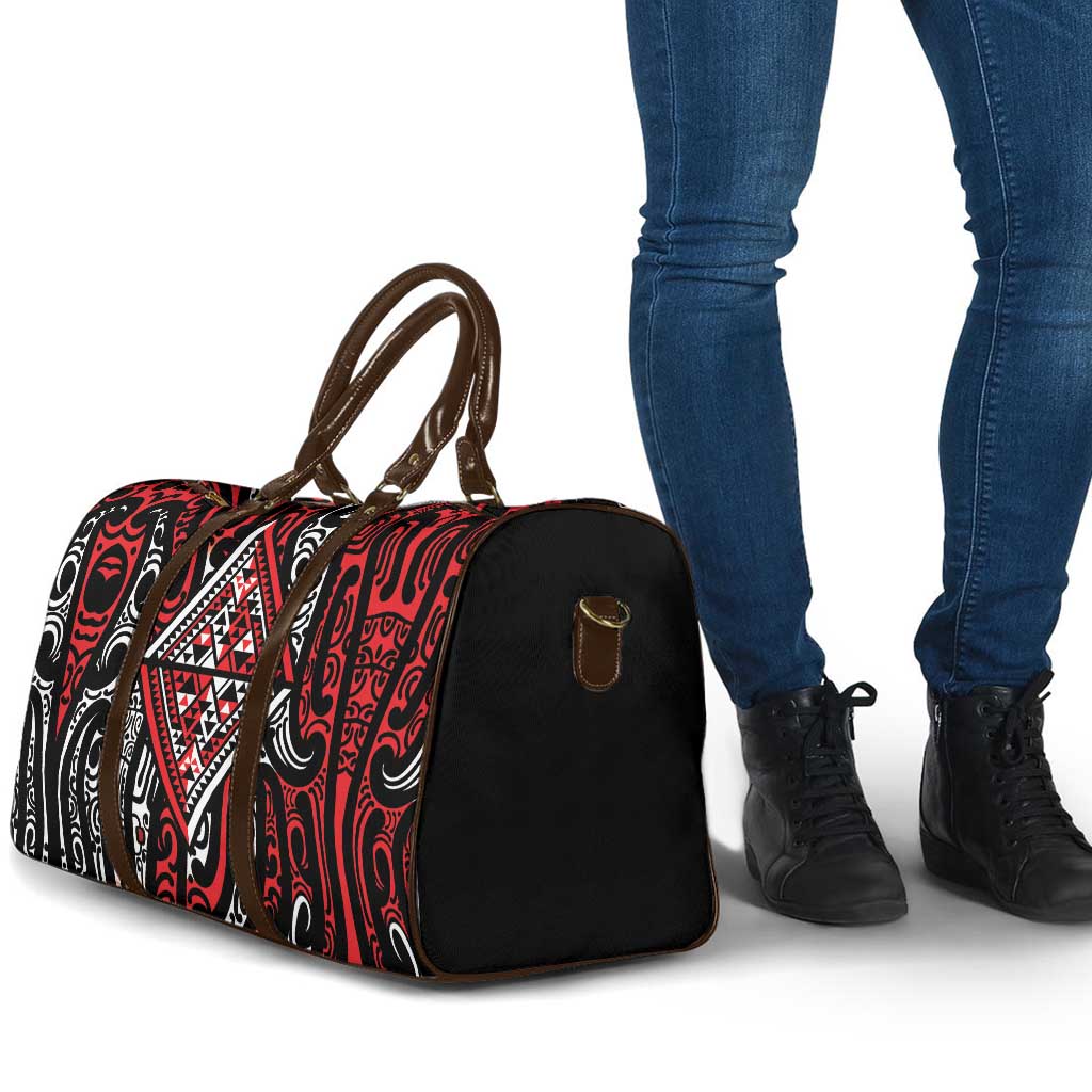 New Zealand Maori Taniko Travel Bag Red Kowhaiwhai Puhoro - Aussie Hoodie