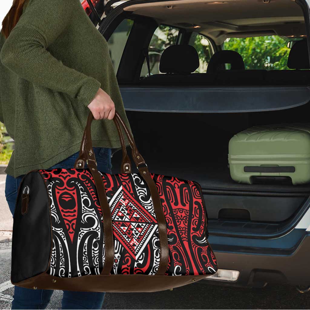 New Zealand Maori Taniko Travel Bag Red Kowhaiwhai Puhoro - Aussie Hoodie