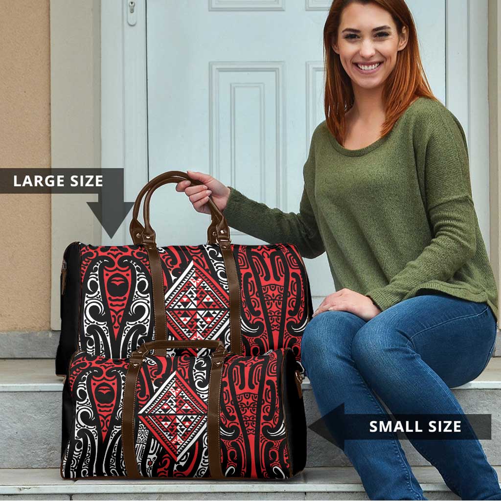New Zealand Maori Taniko Travel Bag Red Kowhaiwhai Puhoro - Aussie Hoodie
