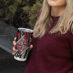 New Zealand Maori Taniko Tumbler Cup Red Kowhaiwhai Puhoro