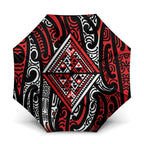 New Zealand Maori Taniko Umbrella Red Kowhaiwhai Puhoro - Aussie Hoodie