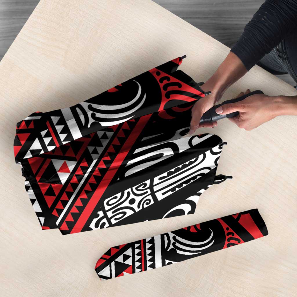 New Zealand Maori Taniko Umbrella Red Kowhaiwhai Puhoro - Aussie Hoodie