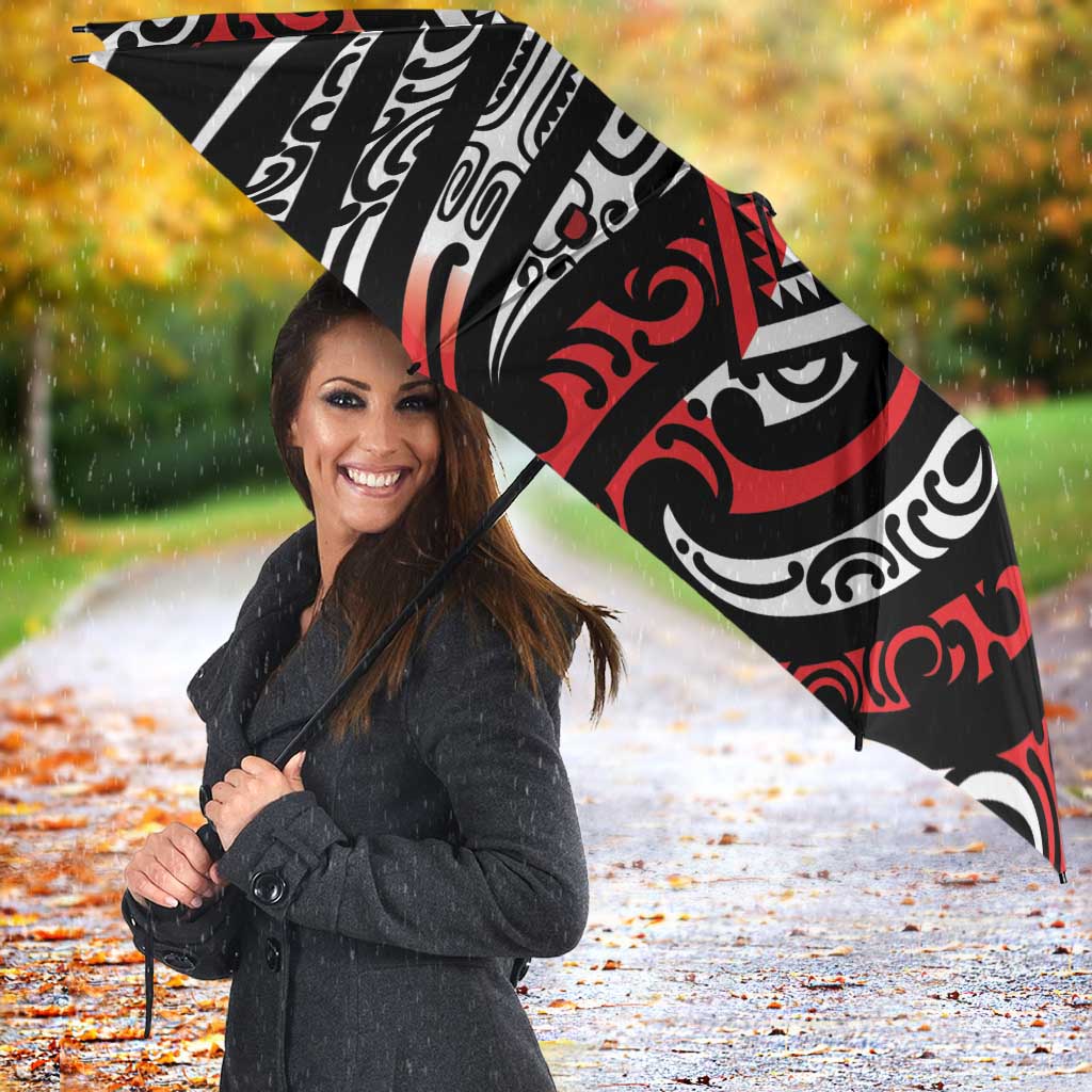 New Zealand Maori Taniko Umbrella Red Kowhaiwhai Puhoro - Aussie Hoodie
