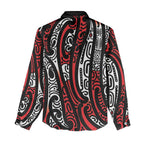 New Zealand Maori Taniko Women Casual Shirt Red Kowhaiwhai Puhoro