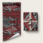 New Zealand Maori Taniko Wrapping Paper Red Kowhaiwhai Puhoro - Aussie Hoodie