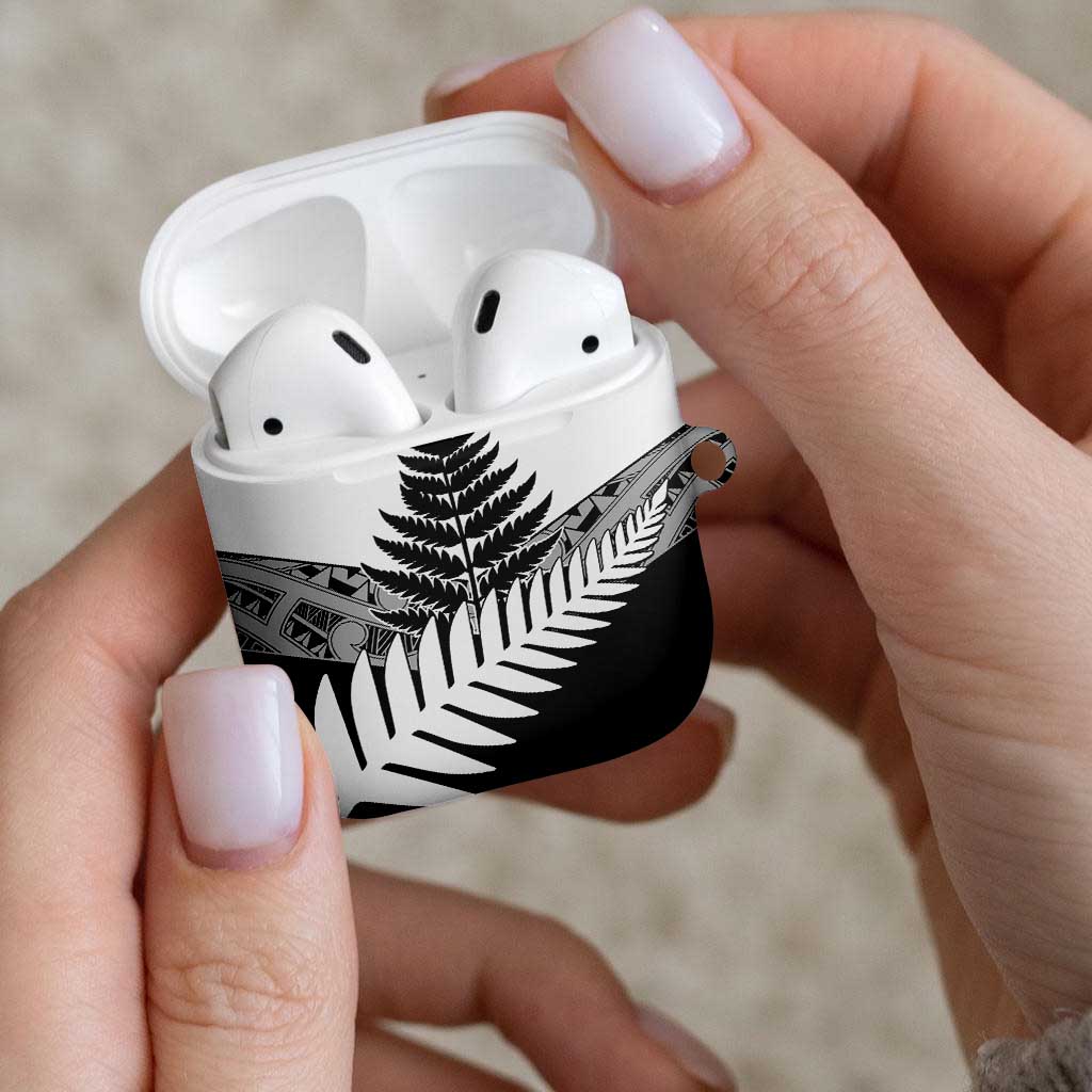 New Zealand Silver Fern AirPods Case Maori Koru Mixed Taniko Pattern - Aussie Hoodie