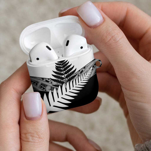 New Zealand Silver Fern AirPods Case Maori Koru Mixed Taniko Pattern - Aussie Hoodie