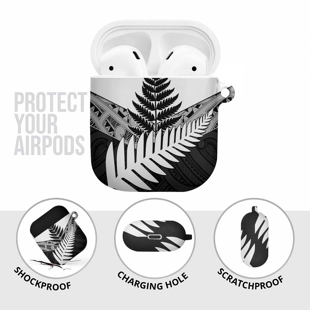 New Zealand Silver Fern AirPods Case Maori Koru Mixed Taniko Pattern - Aussie Hoodie